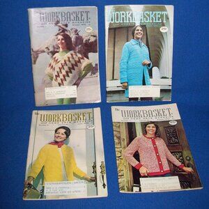 4 Vintage Workbasket Home Arts Magazines 1970s Crochet & Knitting, Sewing